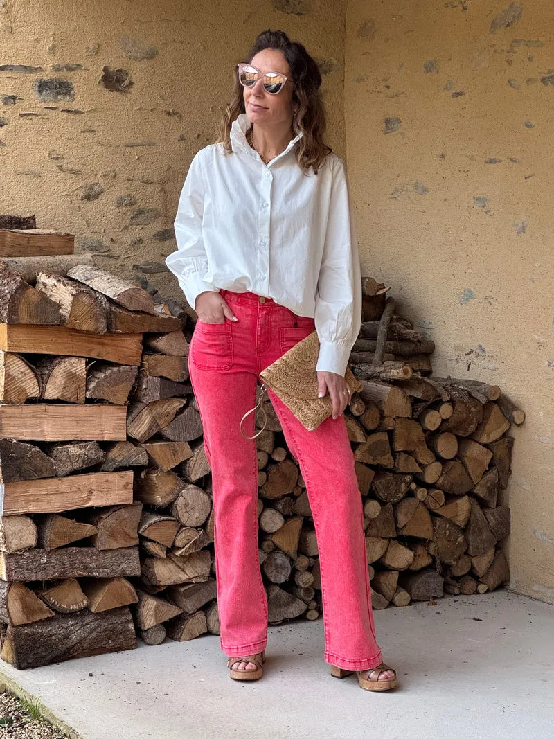 Jean flare rouge délavé SONNY La Petite Étoile