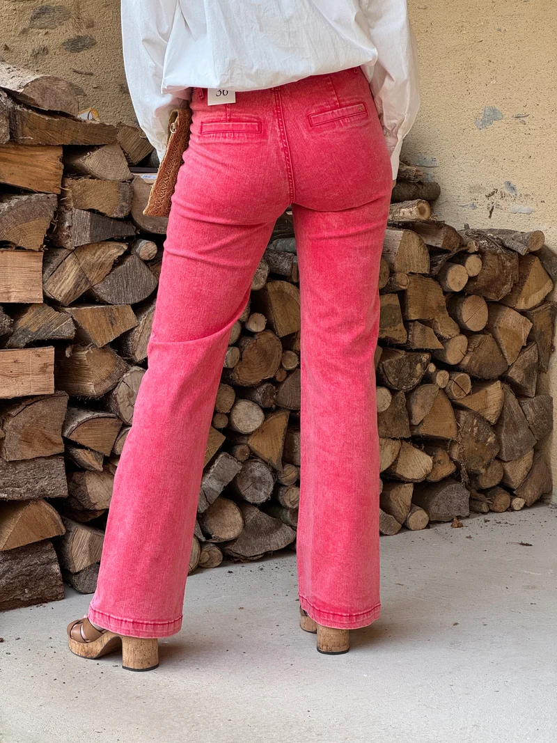 Jean flare rouge délavé SONNY La Petite Étoile