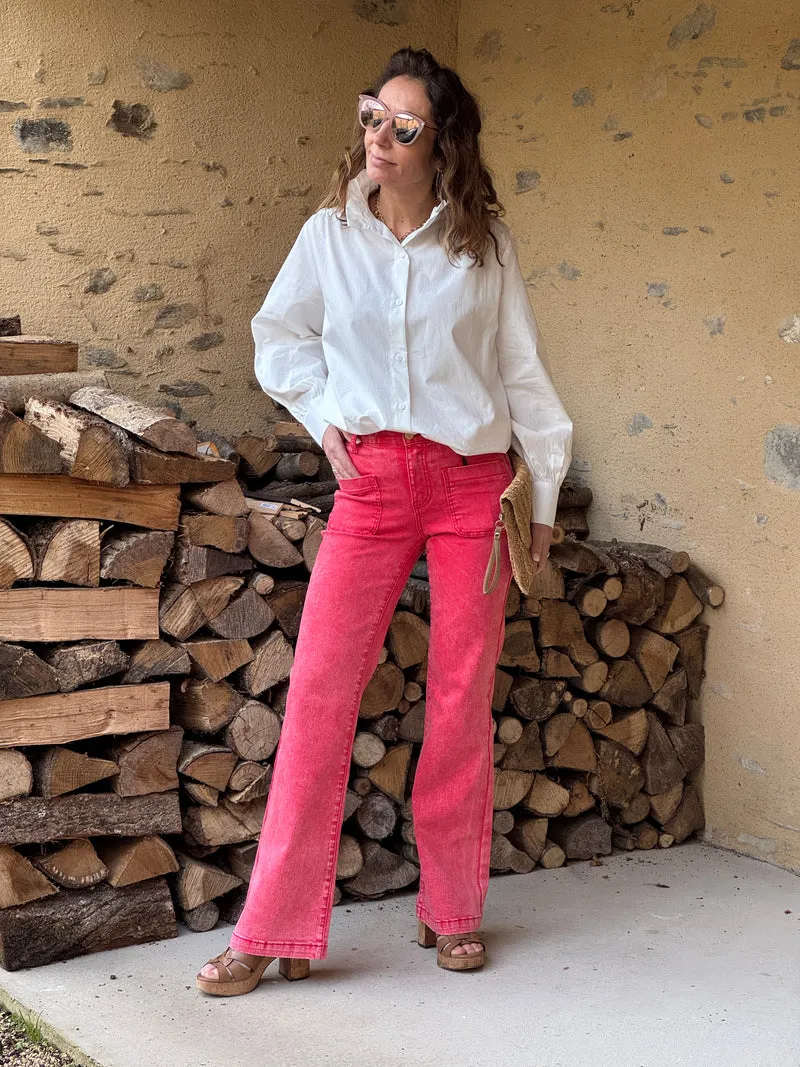 Jean flare rouge délavé SONNY La Petite Étoile