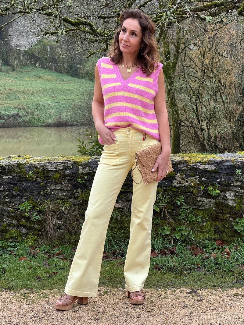 Jean flare jaune délavé SONNY La Petite Étoile
