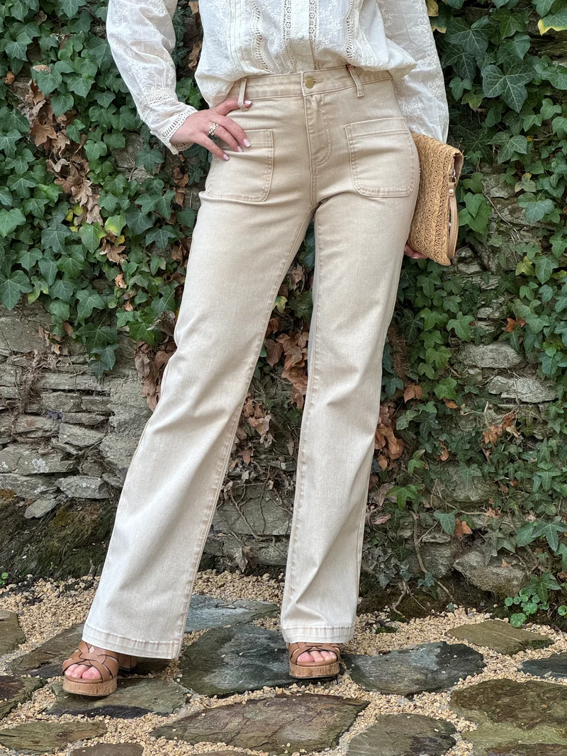Jean flare beige délavé SONNY La Petite Étoile
