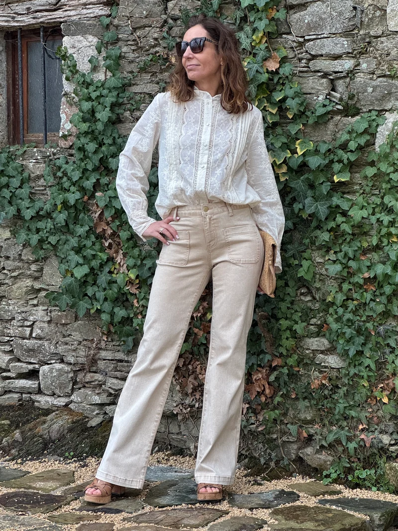 Jean flare beige délavé SONNY La Petite Étoile