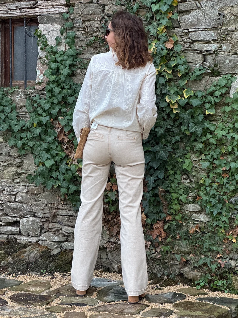 Jean flare beige délavé SONNY La Petite Étoile