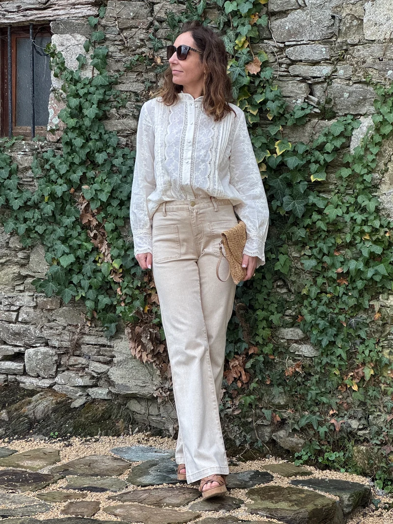 Jean flare beige délavé SONNY La Petite Étoile