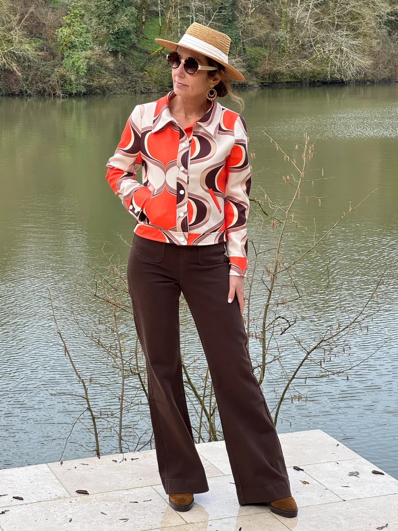 Veste SEVENTIES n°183 orange et marron Hippocampe