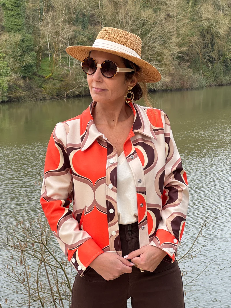 Veste SEVENTIES n°183 orange et marron Hippocampe