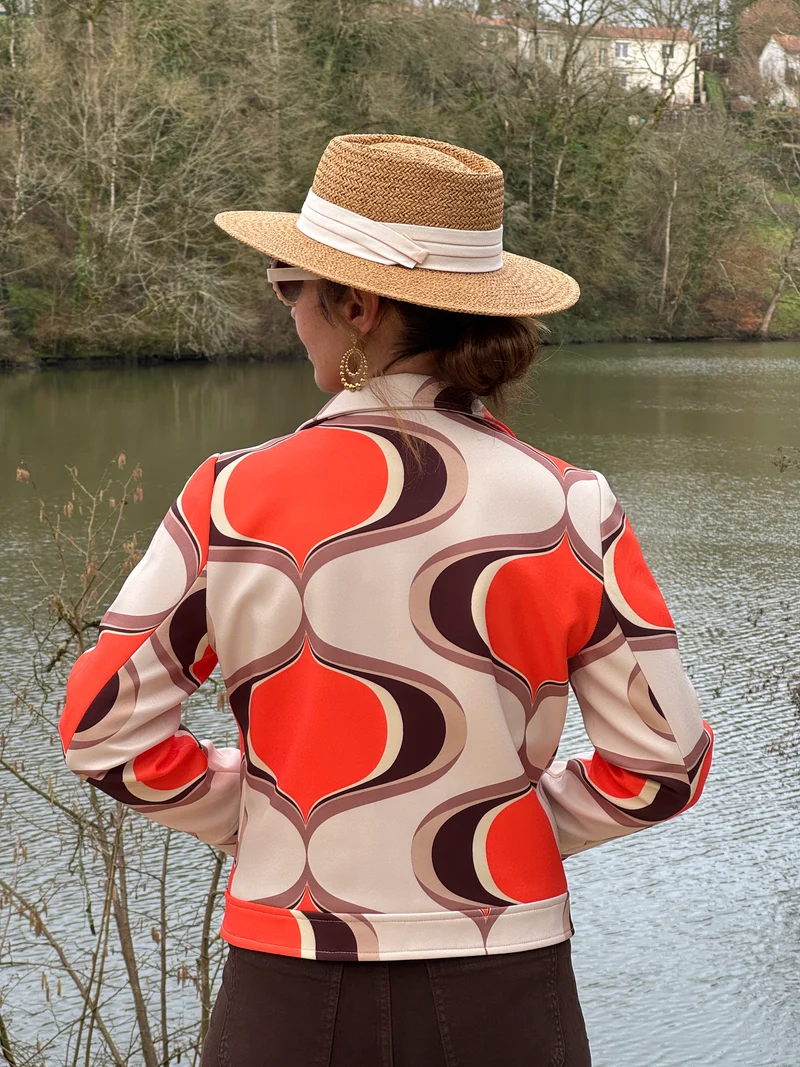Veste SEVENTIES n°183 orange et marron Hippocampe