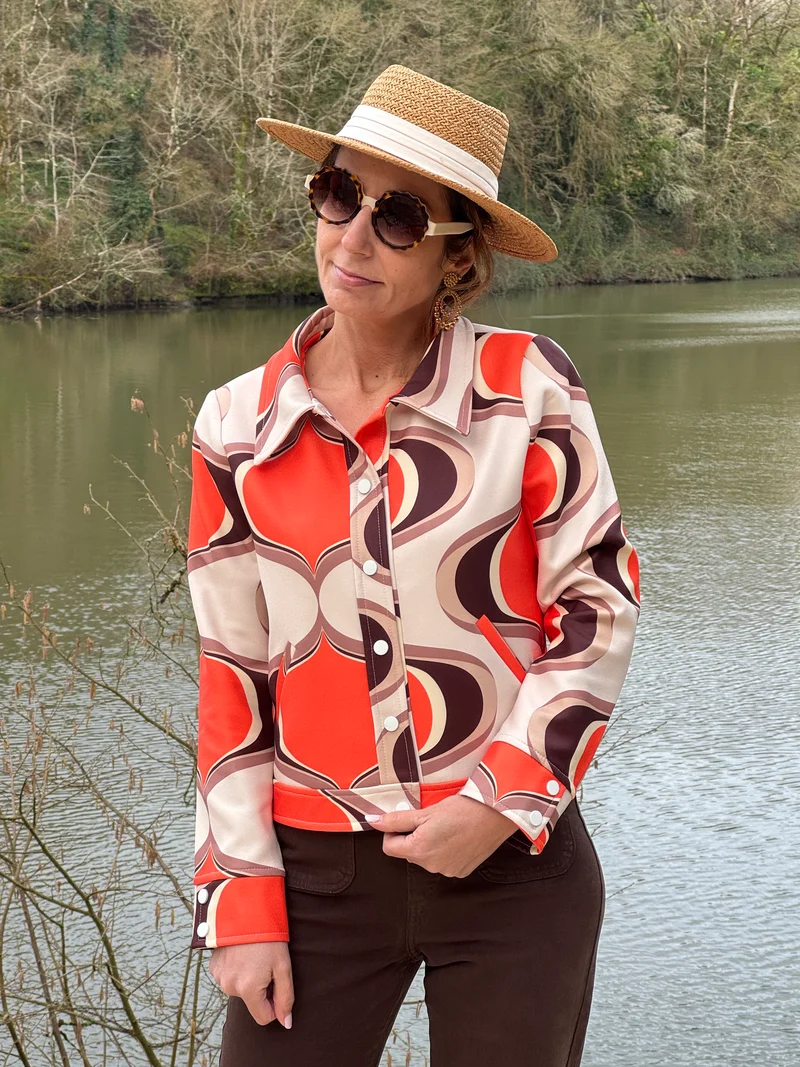 Veste SEVENTIES n°183 orange et marron Hippocampe