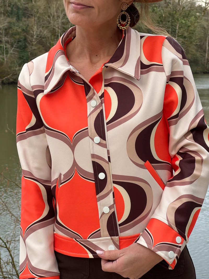Veste SEVENTIES n°183 orange et marron Hippocampe