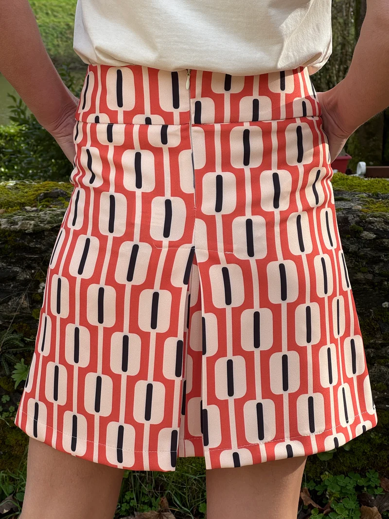 Jupe SEVENTIES n°184 orange et noir Hippocampe