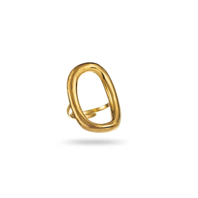Bague Dorée Ovale Ajourée acier inoxydable