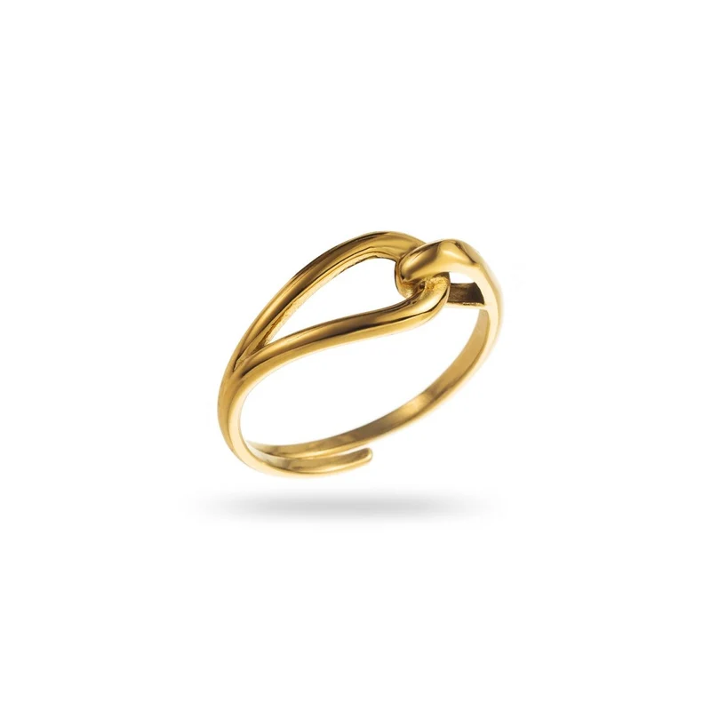 Bague Dorée Entre-Mêlées acier inoxydable
