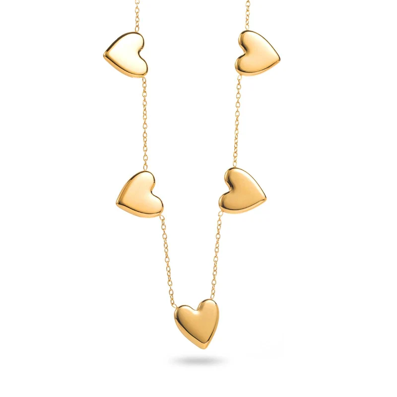 Collier 5 Cœurs Doré acier inoxydable
