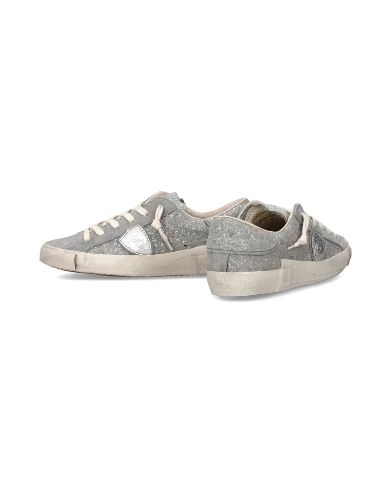 Sneakers Prsx Women with glitter upper, Silver