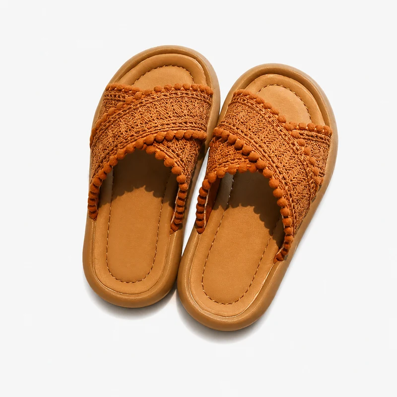 Girls' Flip-Flop Style Sandal with Braided and Crossed Straps