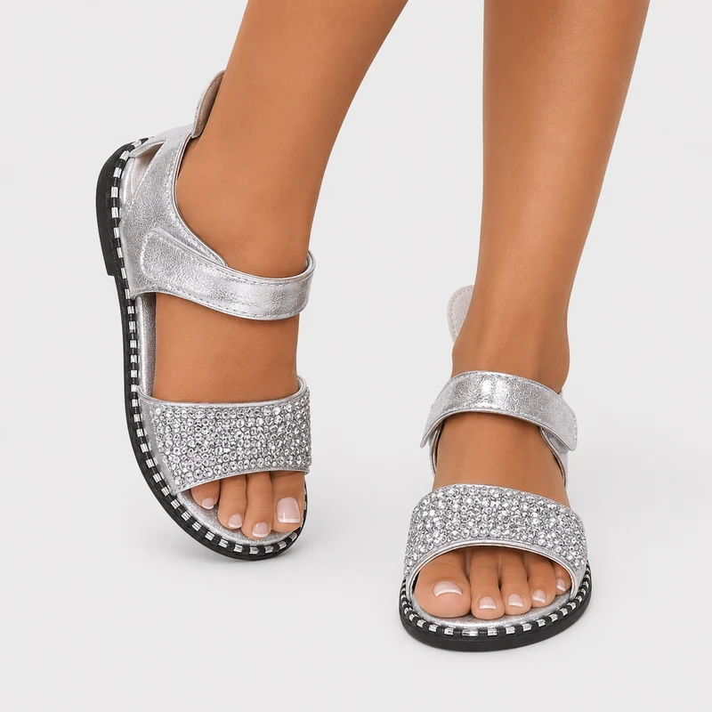 Silver Girl's Sandal With Rabbit Ears