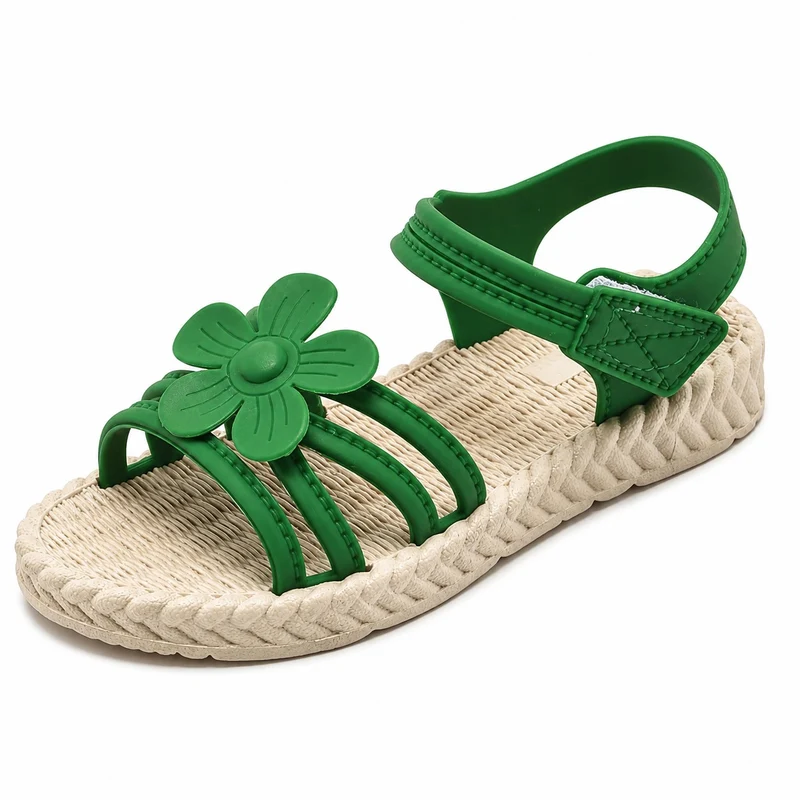Girl's Sandal with Cute Green Flower