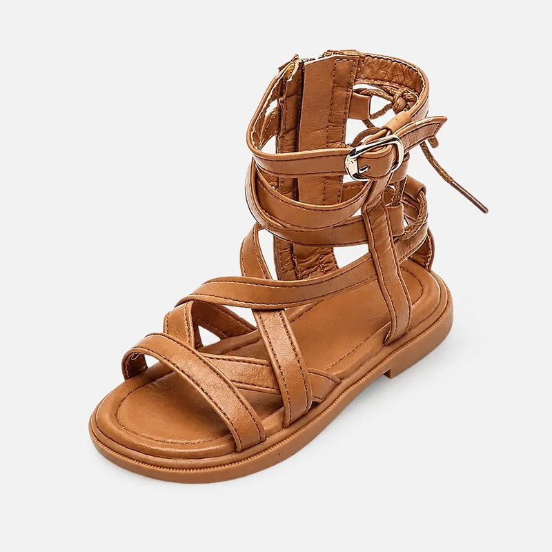 Girls' High-Top Sandal with Crossed Straps