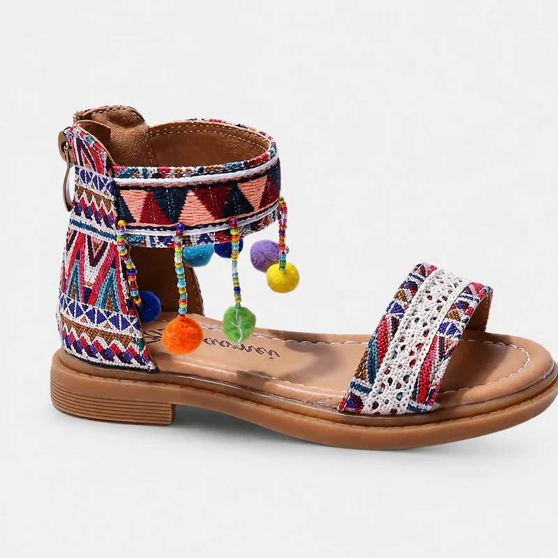 Original Design Girls Sandal with Zipper Closure