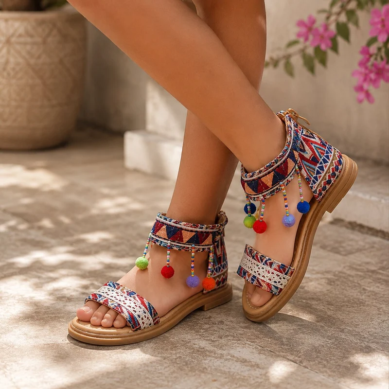 Original Design Girls Sandal with Zipper Closure