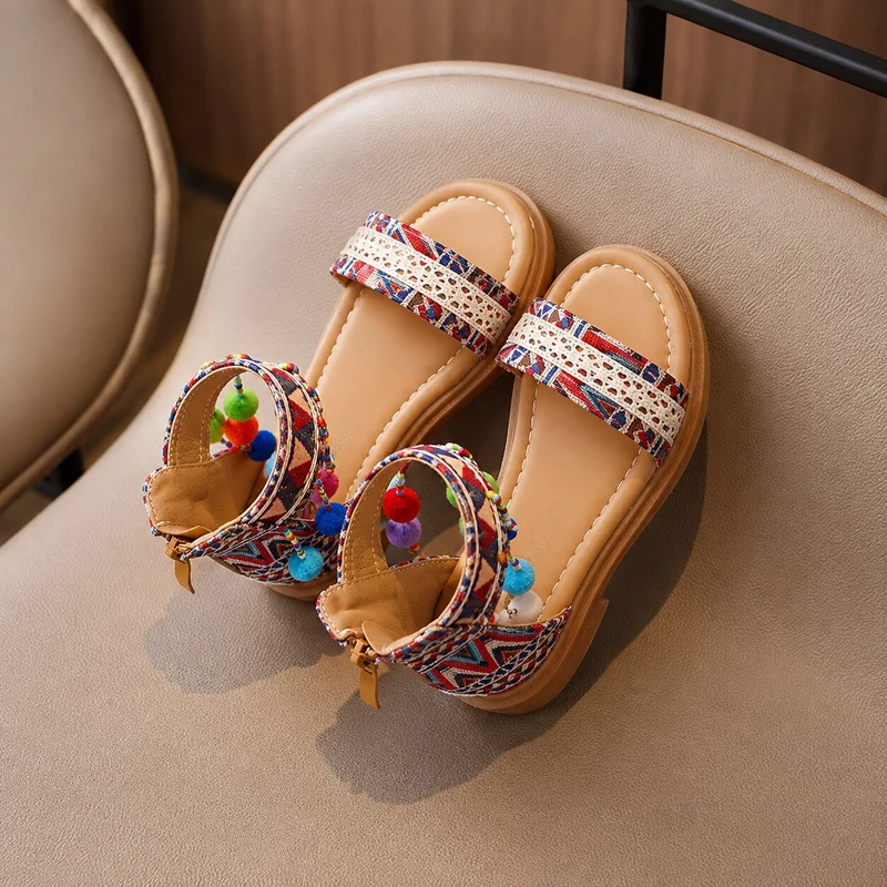 Original Design Girls Sandal with Zipper Closure
