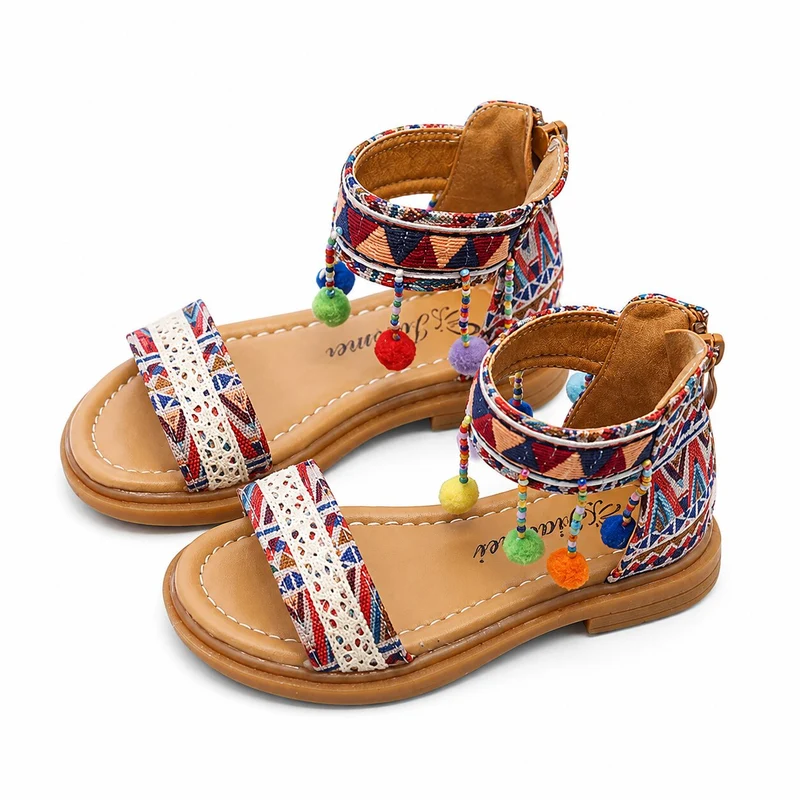 Original Design Girls Sandal with Zipper Closure