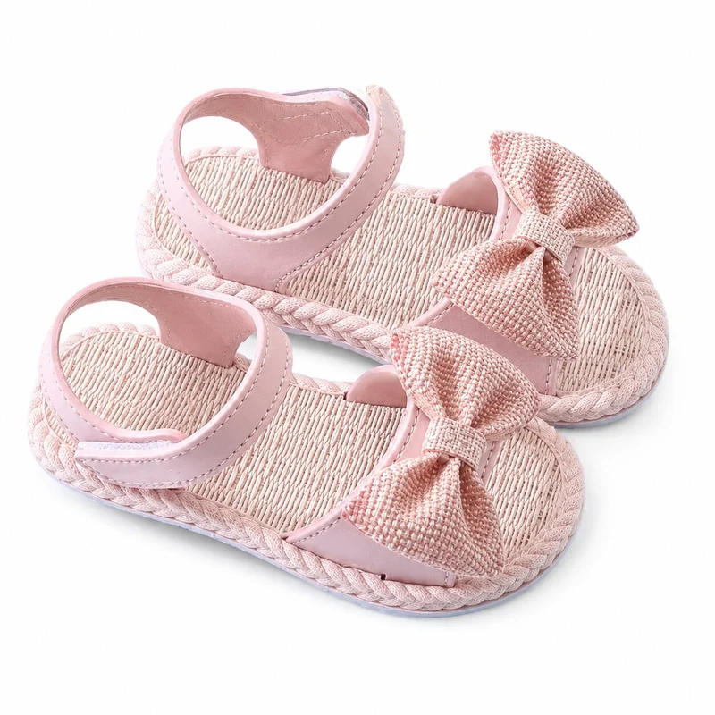 Girls' Sandals with Pink Bow Tie for the Beach