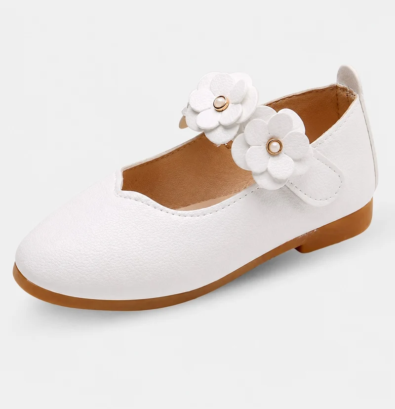 Girls' White Ballerina Style Sandal with Velcro Closure