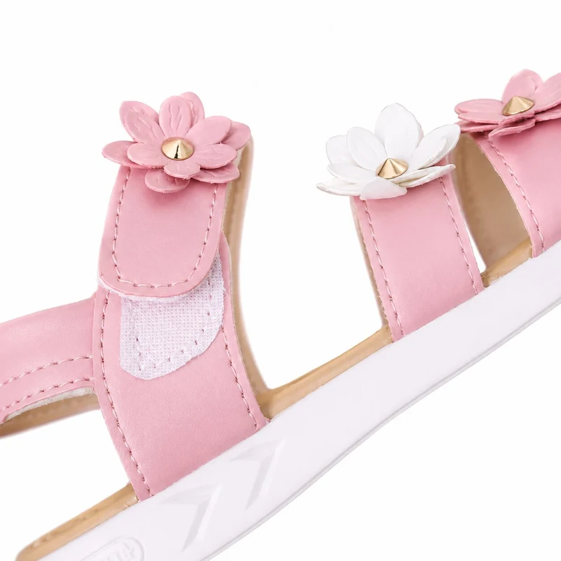 Girls' Sandals with Pink Straps and Flowers