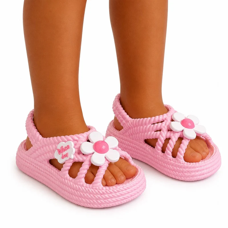 Cute Design Pink Girl Sandal with Flower