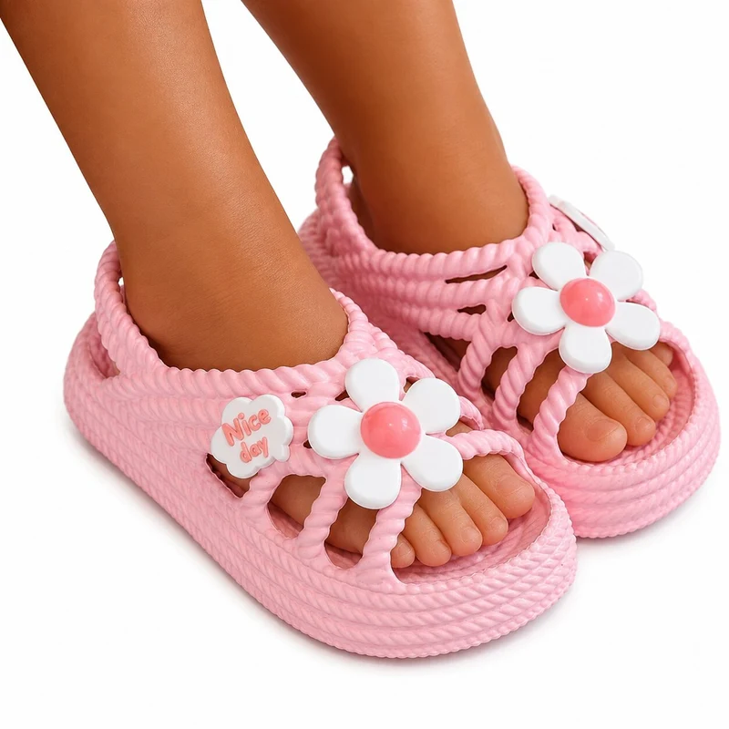 Cute Design Pink Girl Sandal with Flower