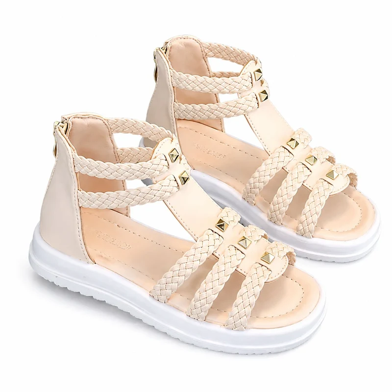 Girls' Sandals with Elegant Braided Straps