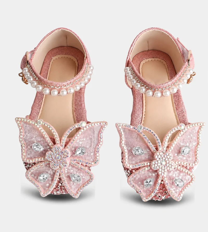 Girl's Sandal with Butterfly and Pearls