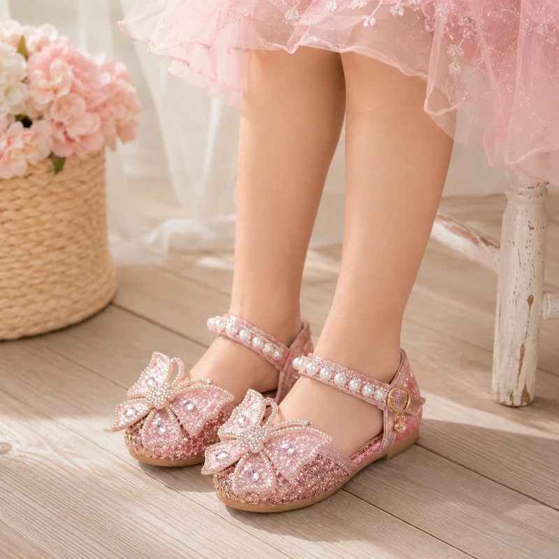 Girl's Sandal with Butterfly and Pearls