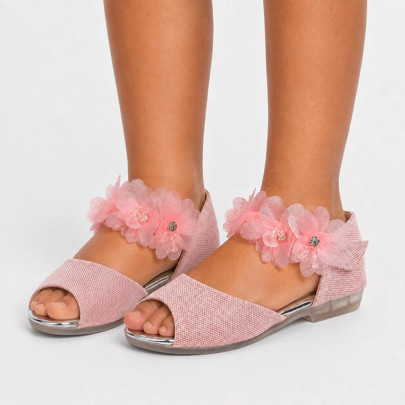 Girls' Soft Sandal with Flowers
