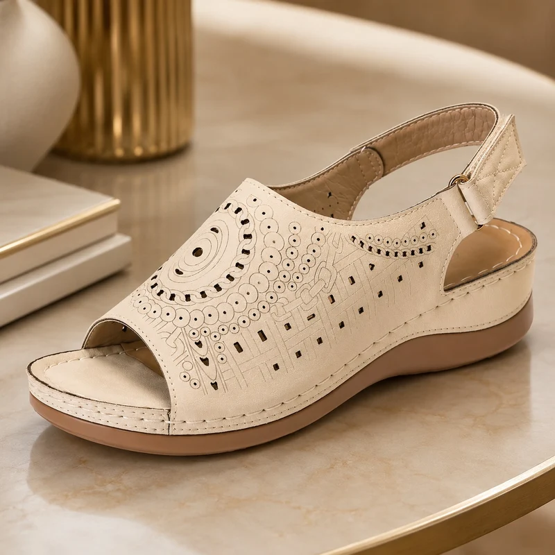Women's Semi-Open Orthopedic Sandal with Patterns