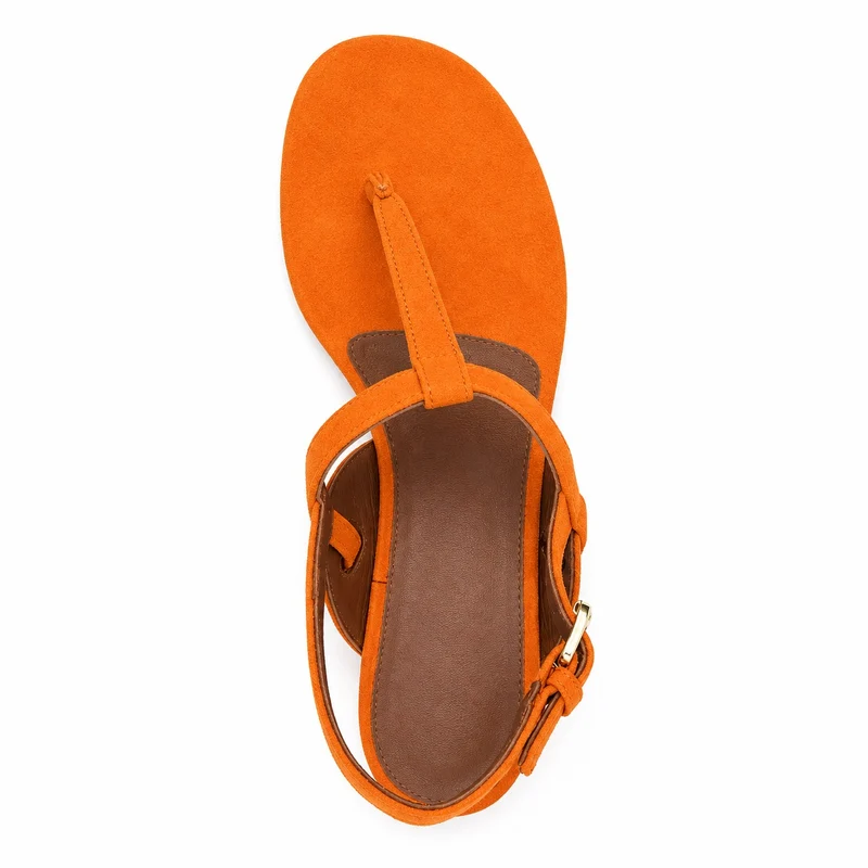Orange T-Strap Heeled Sandal