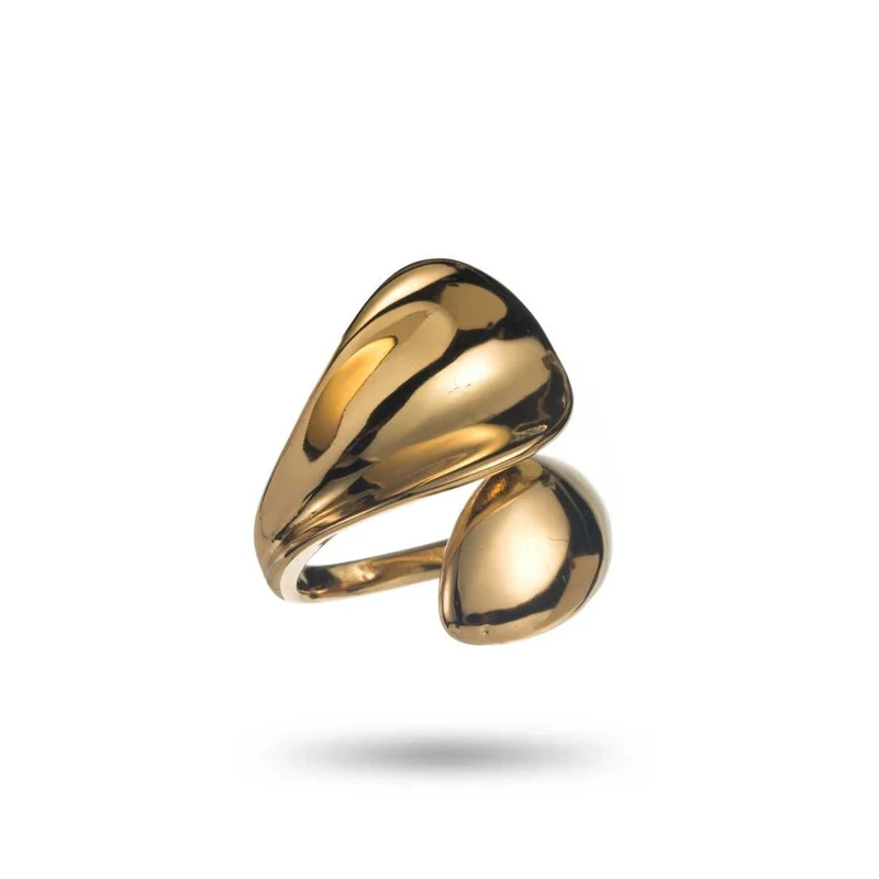 Bague Dorée Ouverte Sculpturale acier inoxydable