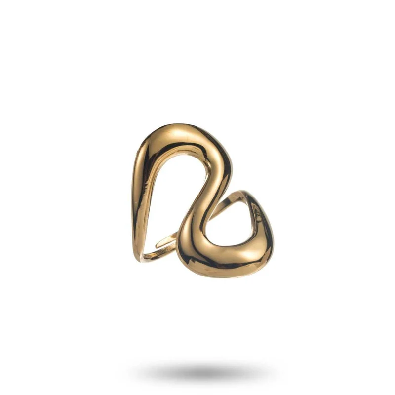 Bague Torsadée Dorée Lisse acier inoxydable