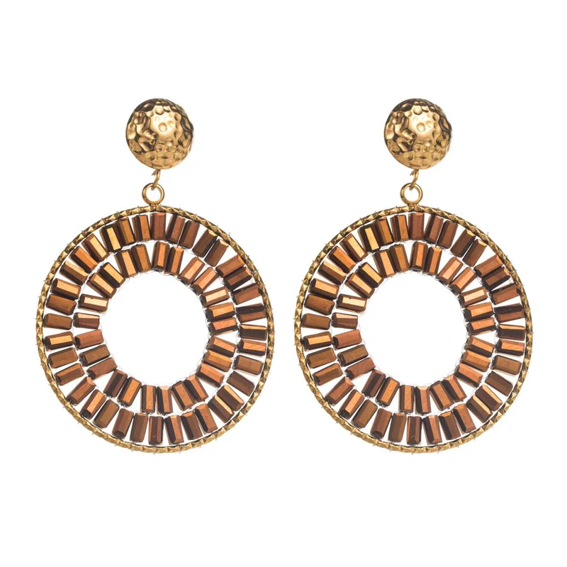Boucles d’Oreilles Gros Anneaux Perles Ambre acier inoxydable