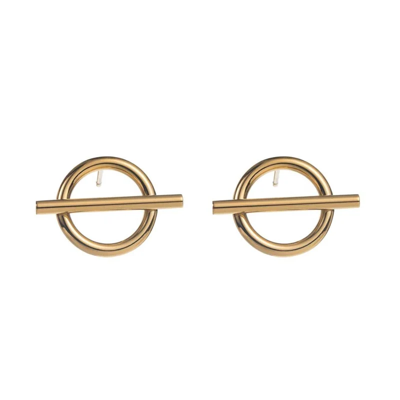 Boucles d’Oreilles Anneaux Barrés Dorés acier inoxydable