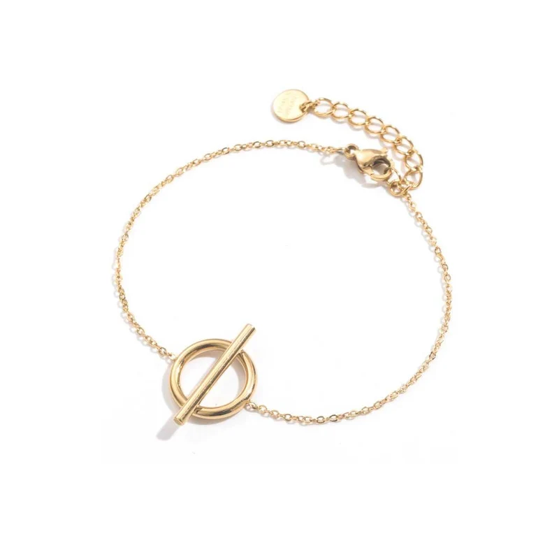 Bracelet Doré Anneau Barré acier inoxydable