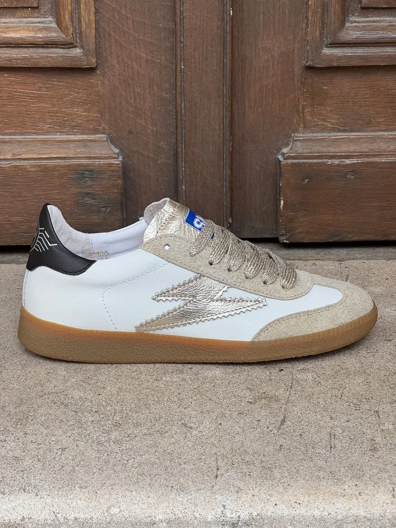 Basket en cuir blanc éclair doré EMILY D331 Semerdjian