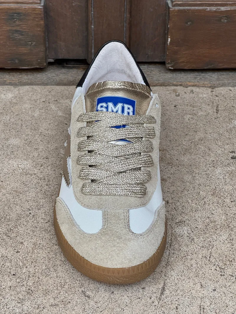 Basket en cuir blanc éclair doré EMILY D331 Semerdjian