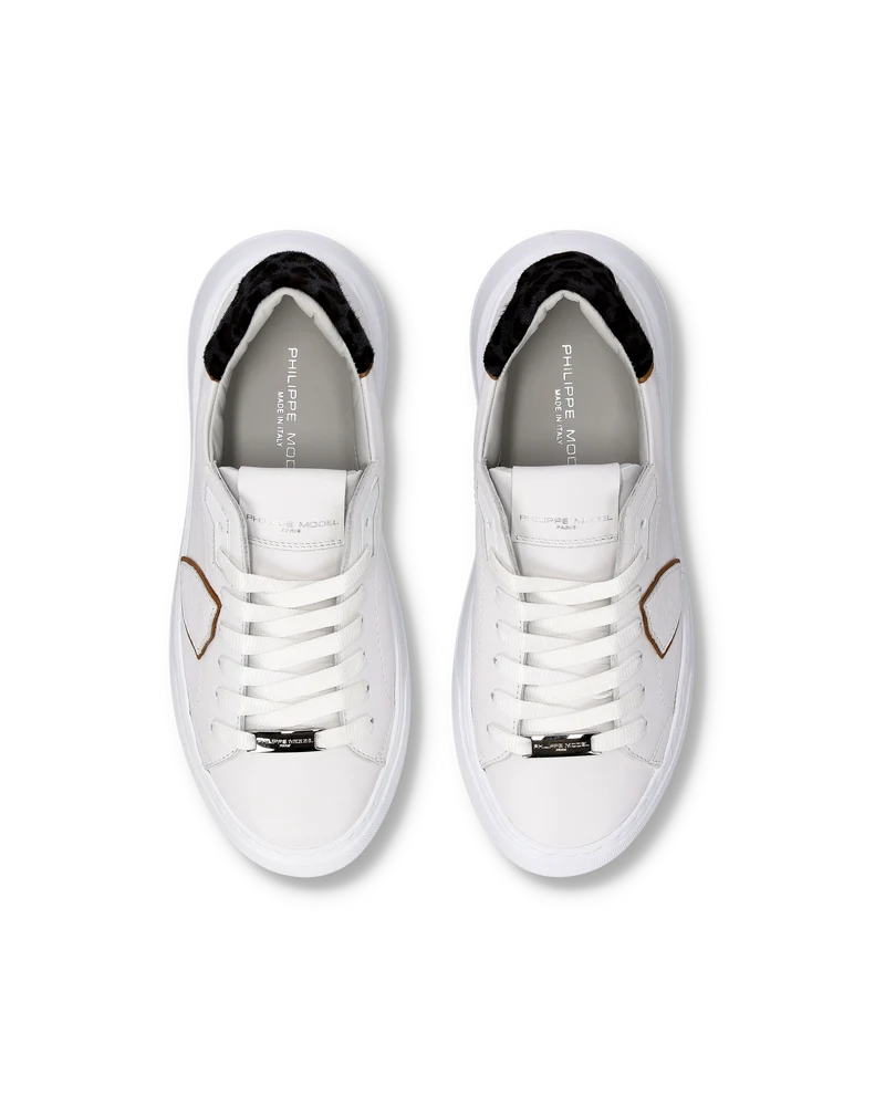 Sneakers Temple Tennis Women, White Blue Animal print
