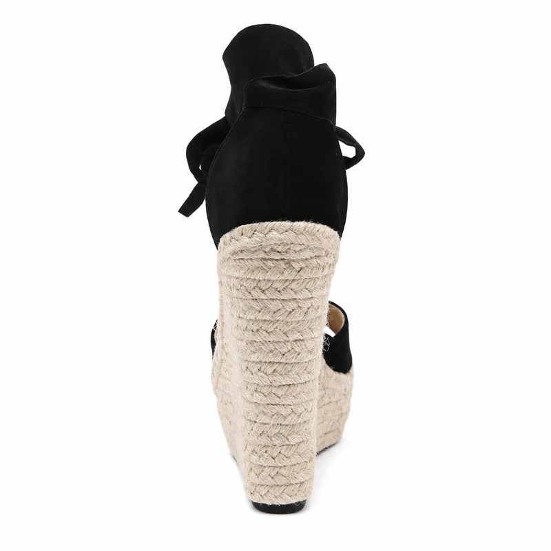 Wedge Heel Sandal with Bow Tie Closure