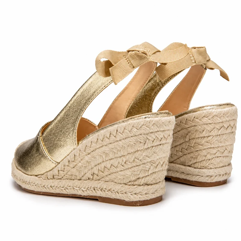 Gold High Wedge Heel Sandal