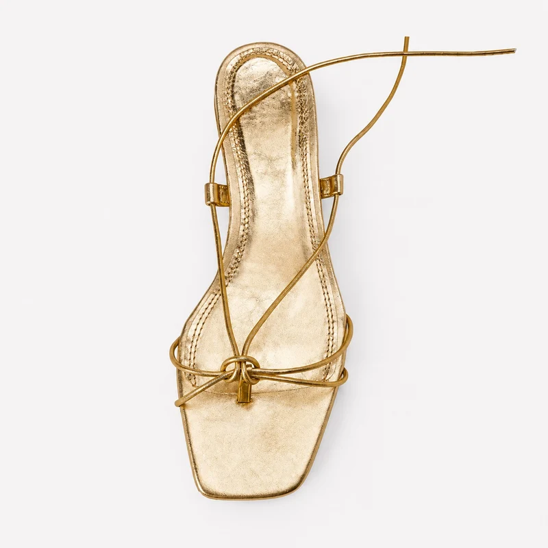Gold Gladiator Style Low Heel Sandal