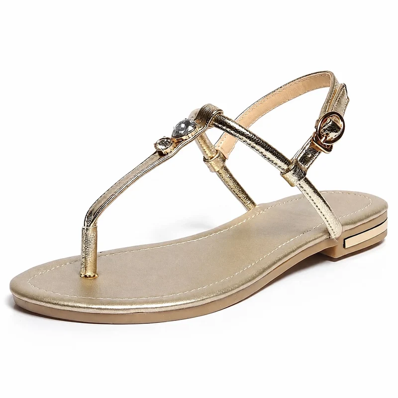 Elegant Gold T-Strap Sandal
