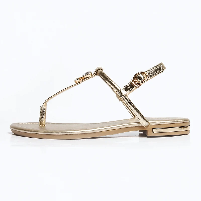 Elegant Gold T-Strap Sandal